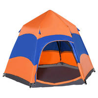 Outsunny Doppelwandzelt orange Polyester-Mischgewebe B/H/L: ca. 280x170x280 cm Doppelwandzelt - orange/blau (280,00/280,00/170,00cm) - Outsunny