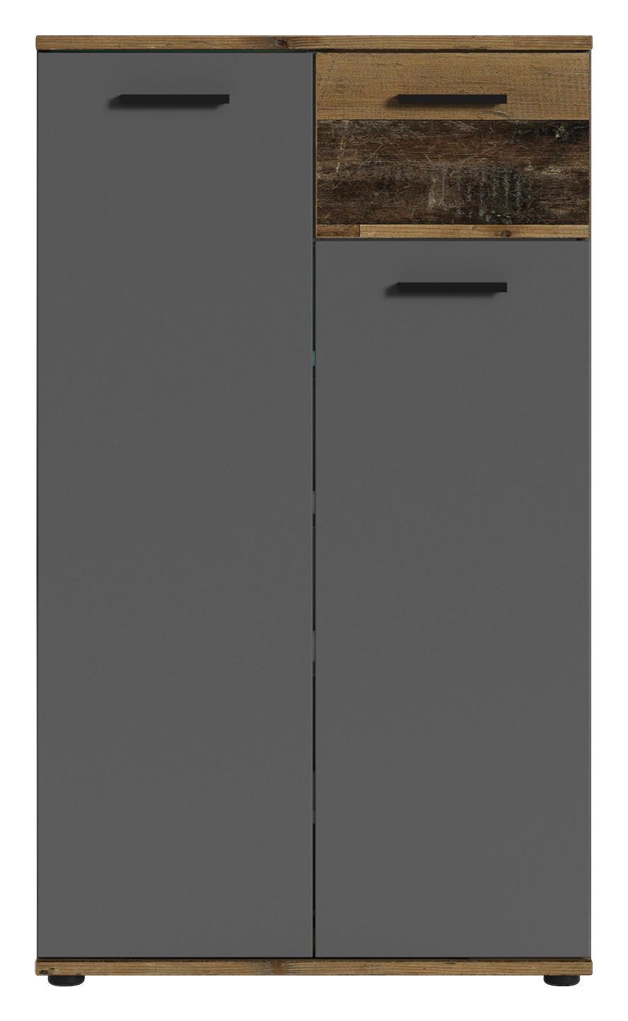 Schuhkommode JAKOB Eiche Old Wood Nachbildung anthrazit B/H/T: ca. 60x102x30 cm JAKOB - Eiche/anthrazit (60,00/102,00/30,00cm) - byLIVING