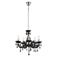 GLOBO Kronleuchter schwarz Acryl Metall H/D: ca. 128x44 cm E14 5 Brennstellen Lüsterkrone_Cuimbra_II - schwarz (44,00/128,00cm) - GLOBO