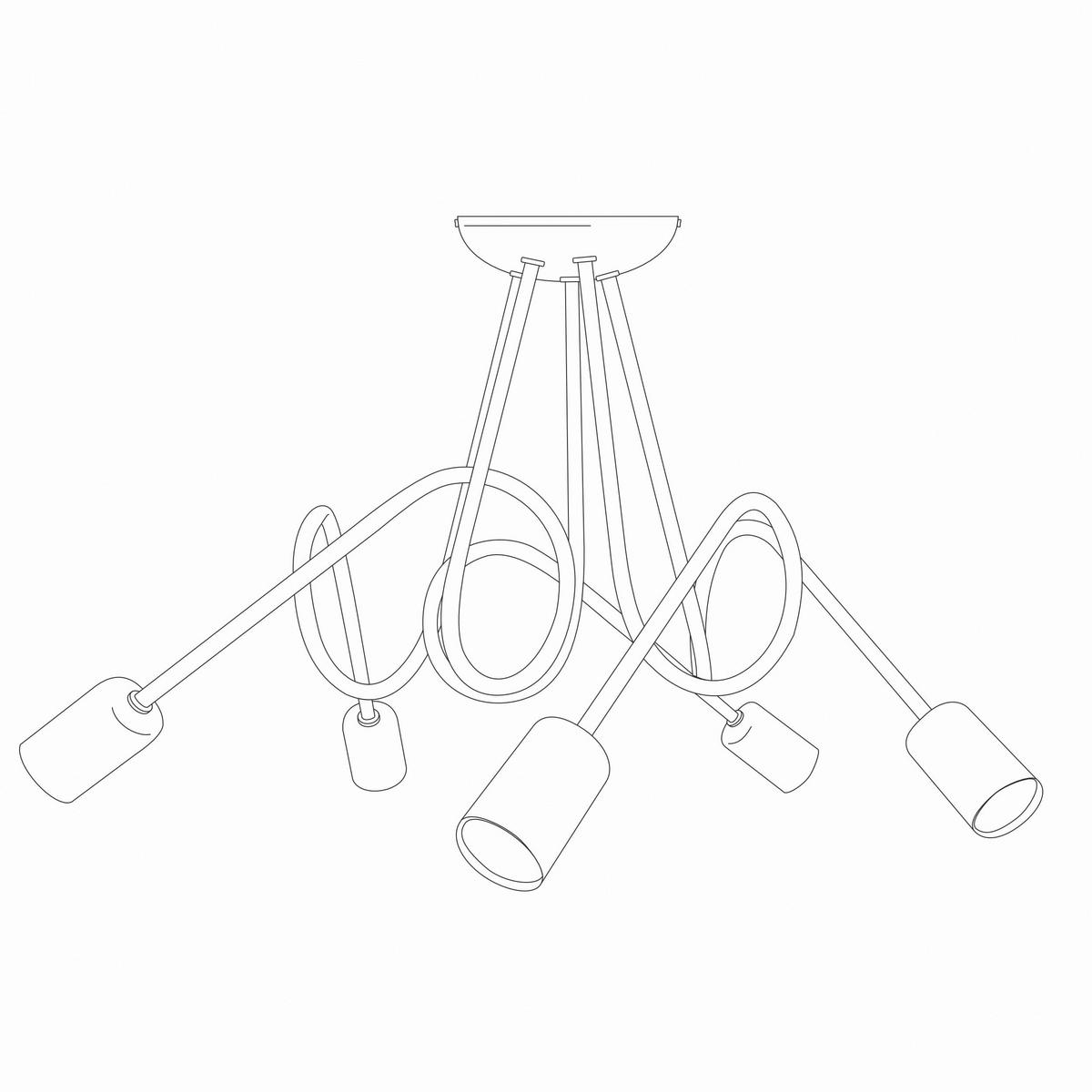 Lamkur Kronleuchter weiß Stahl B/H/L: ca. 39x54x54 cm E27 5 Brennstellen Lizzy - weiß (54,00/39,00/54,00cm) - Lamkur