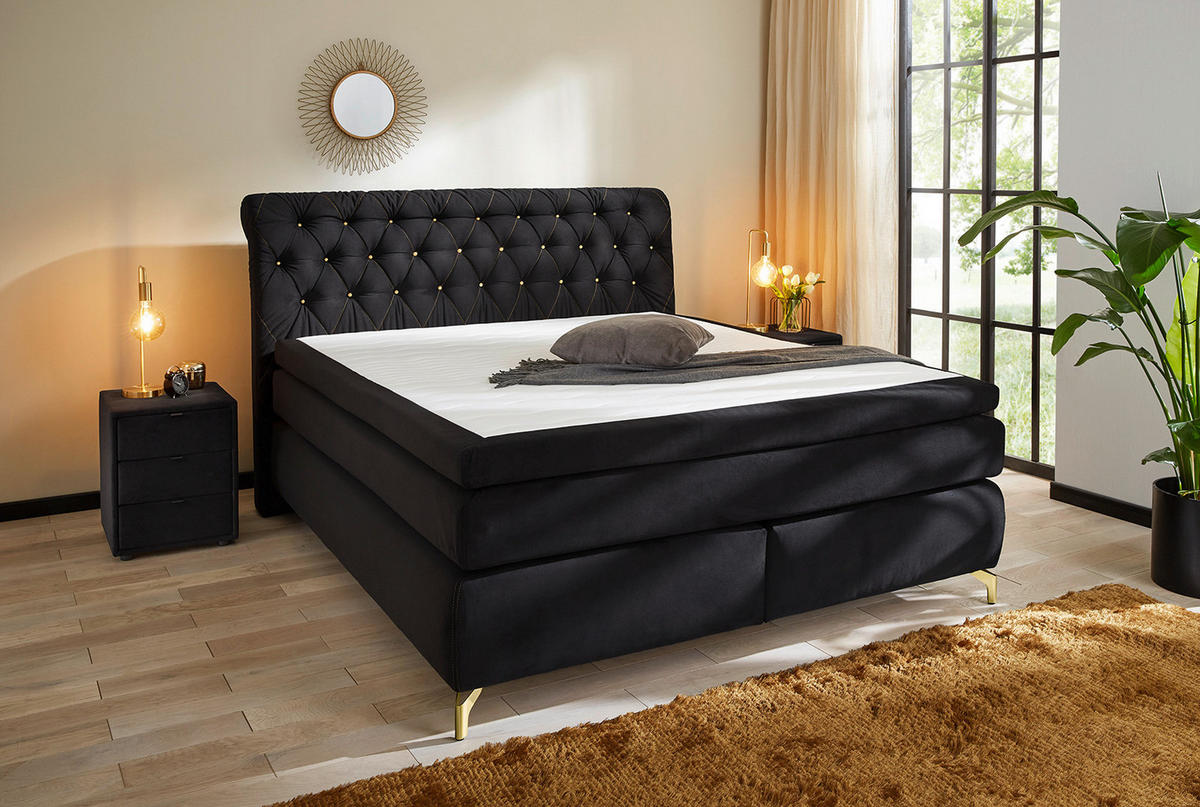 Boxspringbett  schwarz Liegefläche B/L: ca. 180x200 cm Sancara_Mix_Boxspringbett - schwarz (192,00/128,00/230,00cm)