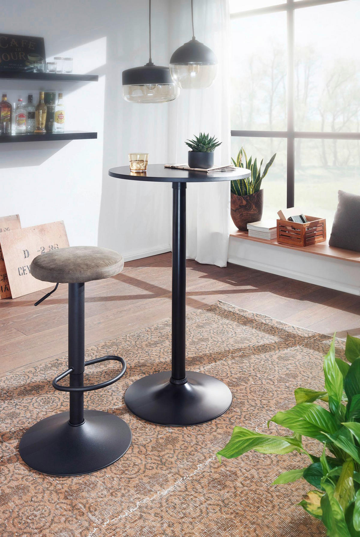 Tisch schwarz MDF Stehtisch - schwarz - Wohnling