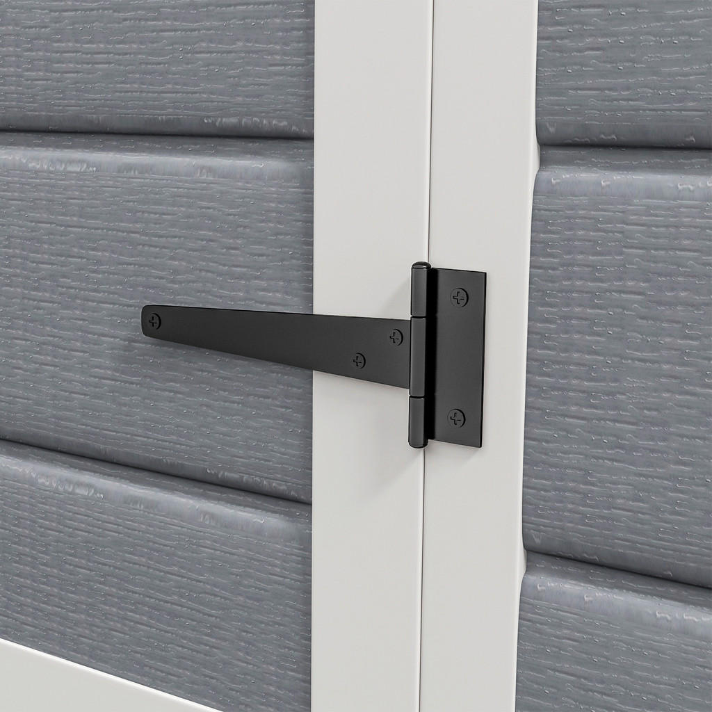 Thumbnail - Outsunny Gartenschuppen grau Kunststoff B/H/L: ca. 134x210x183 cm