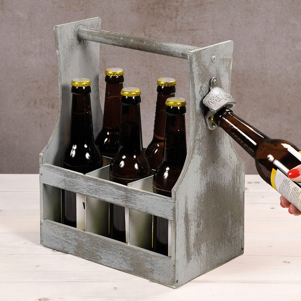 Kesper Flaschenhalter weiß Holz B/H/L: ca. 20x35x31 cm Flaschenträger - weiß (31,00/20,00/35,00cm) - Kesper