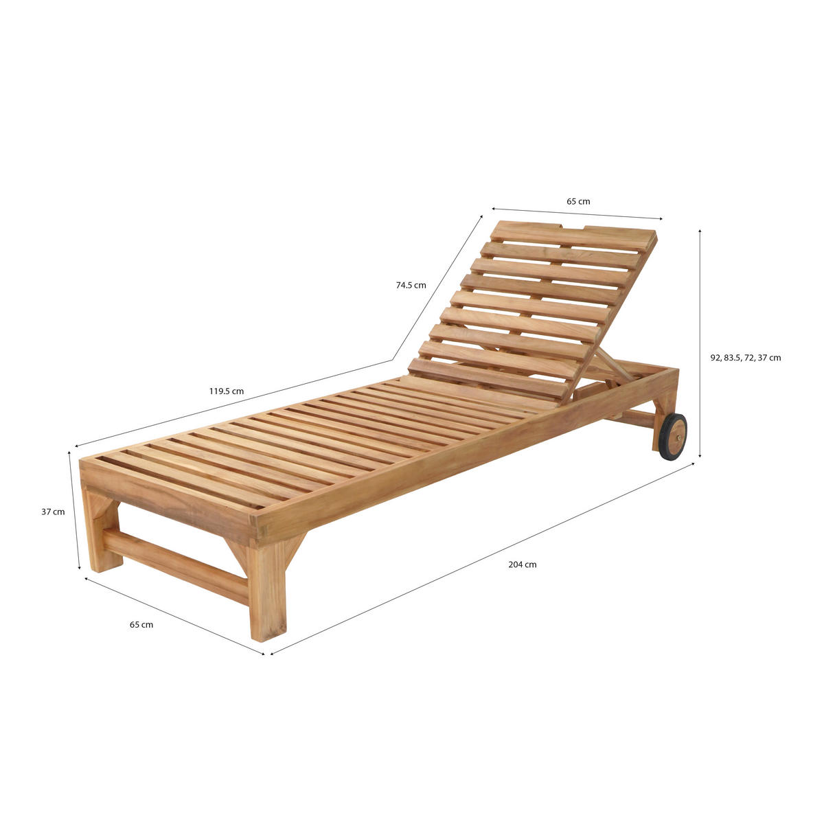 AXI Outdoor Living Gartenliege Rama braun Teakholz B/H/L: ca. 65x30x200 cm Rama - braun/beige (200,00/65,00/30,00cm) - AXI Outdoor Living