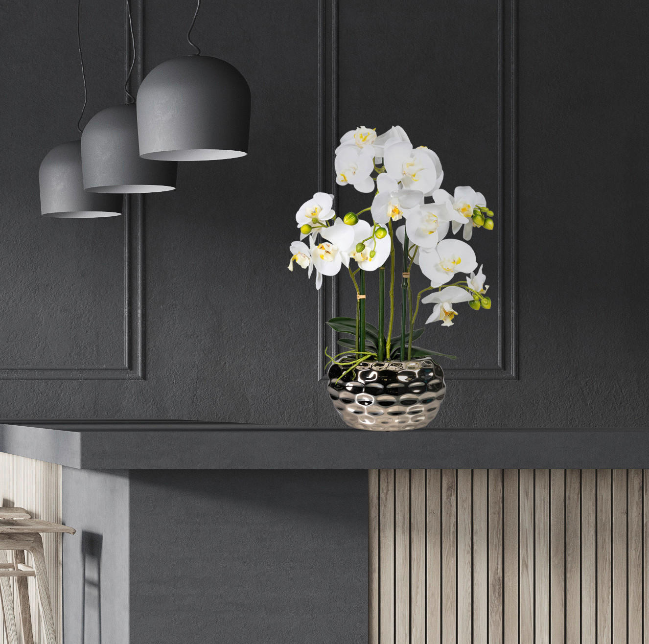 Orchidee weiß Kunststoff H: ca. 55 cm Orchidee - weiß (55,00cm)