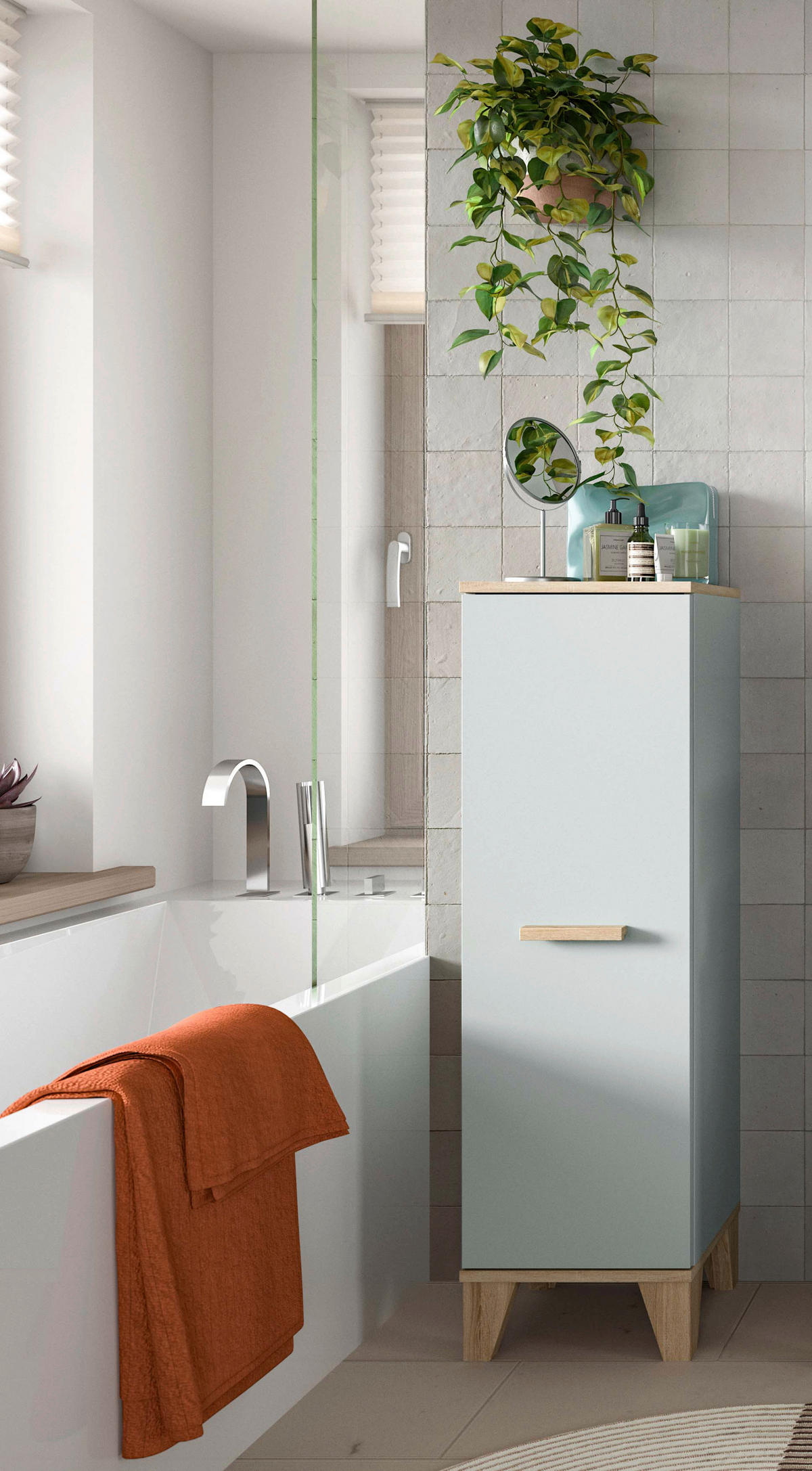 Badkommode STAR hellgrün Eiche hell Nachbildung B/H/T: ca. 34x116x31 cm STAR - hellgrün (34,00/116,00/31,00cm) - xonox.home