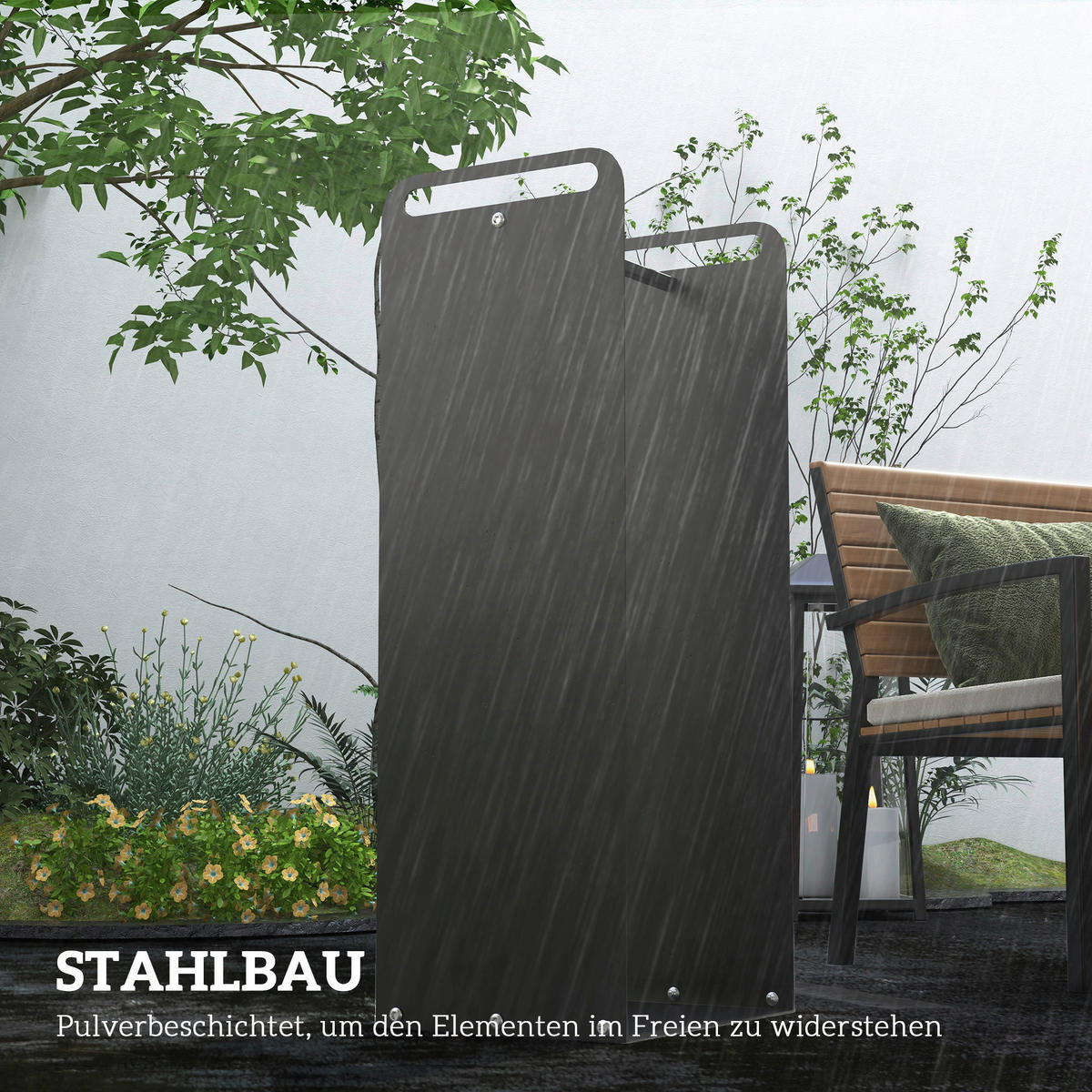 Outsunny Kaminholzregal schwarz B/H/L: ca. 30x90x37 cm Kaminholzregal - schwarz (37,00/30,00/90,00cm) - Outsunny
