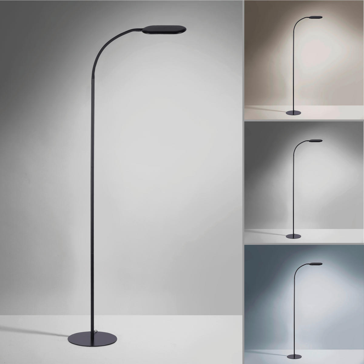 Just Light LED-Stehleuchte KELLY 14406-18 schwarz Kunststoff B/H/T: ca. 63x175x63 cm 1 Brennstellen KELLY - schwarz (63,00/175,00/63,00cm) - Just Light