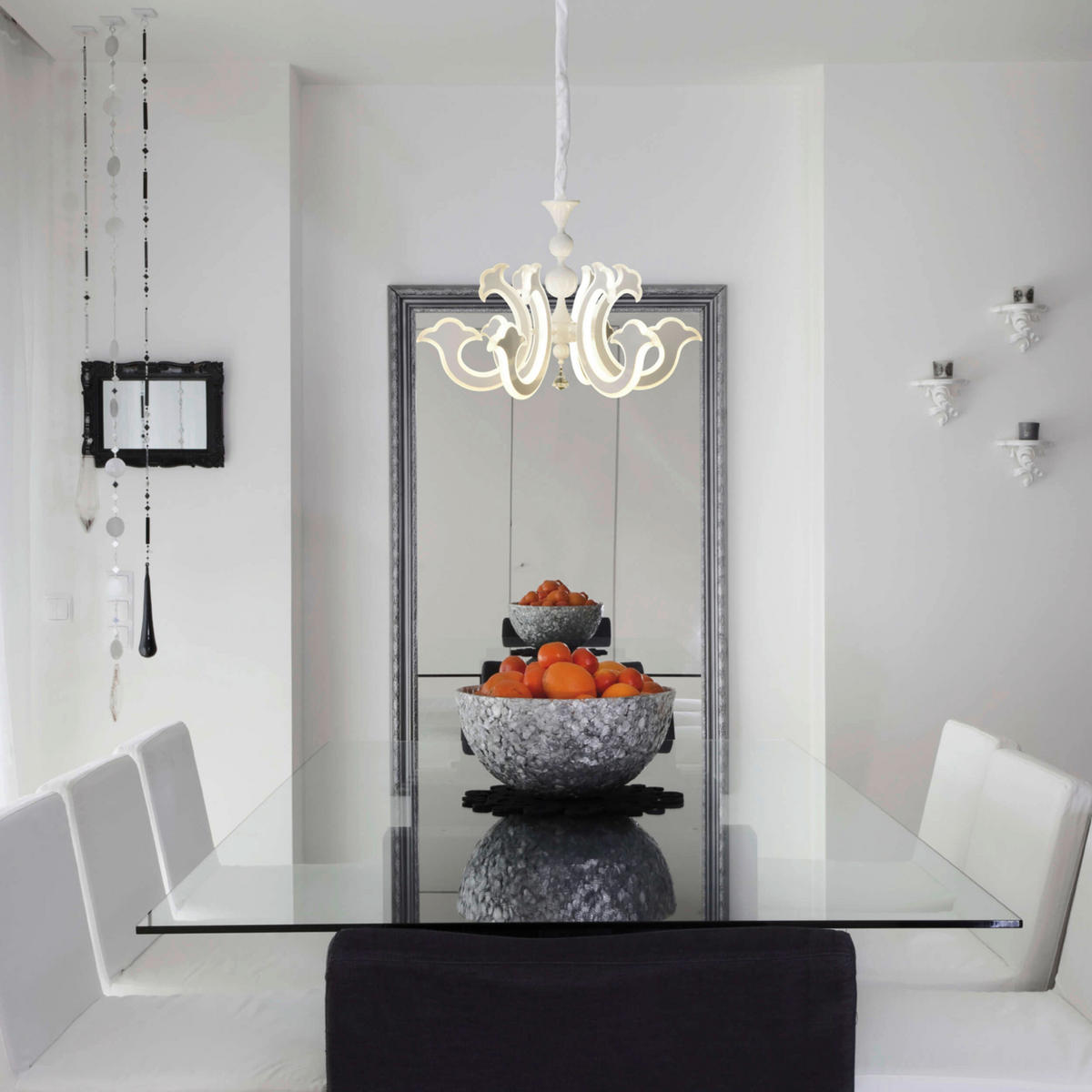 Näve Leuchten LED-Pendelleuchte weiß Kunststoff Metall B/H/T/D: ca. 66x120x66x66 cm LUDWIG - weiß (66,00/120,00/66,00cm) - Näve Leuchten