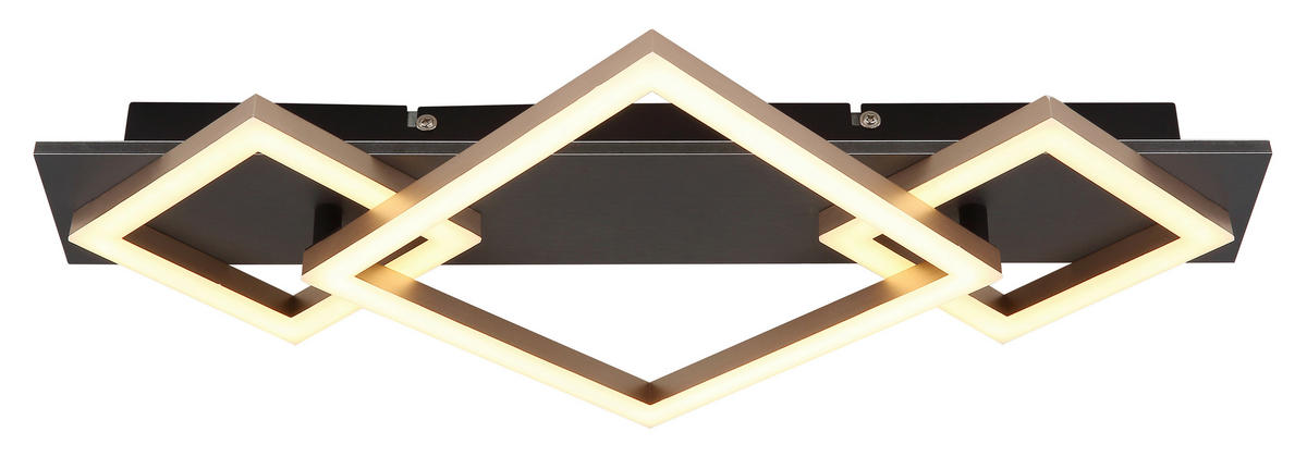 GLOBO LED-Deckenleuchte Opal mattschwarz champagner Kunststoff MDF Metall B/H/L: ca. 31,2x7,5x54 cm 1 Brennstellen BEATRIX I - champagner/Opal (54,00/31,20/7,50cm) - GLOBO