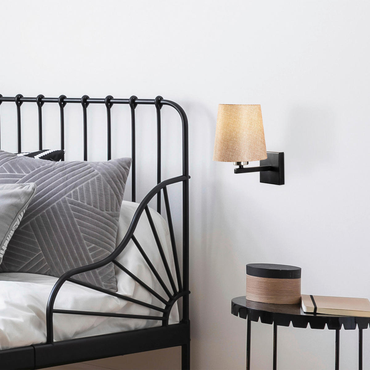 Opviq Wandleuchte nickel schwarz Eisen B/H/L: ca. 24x30x18 cm E27 1 Brennstellen Profil - nickel/schwarz (18,00/24,00/30,00cm) - Opviq