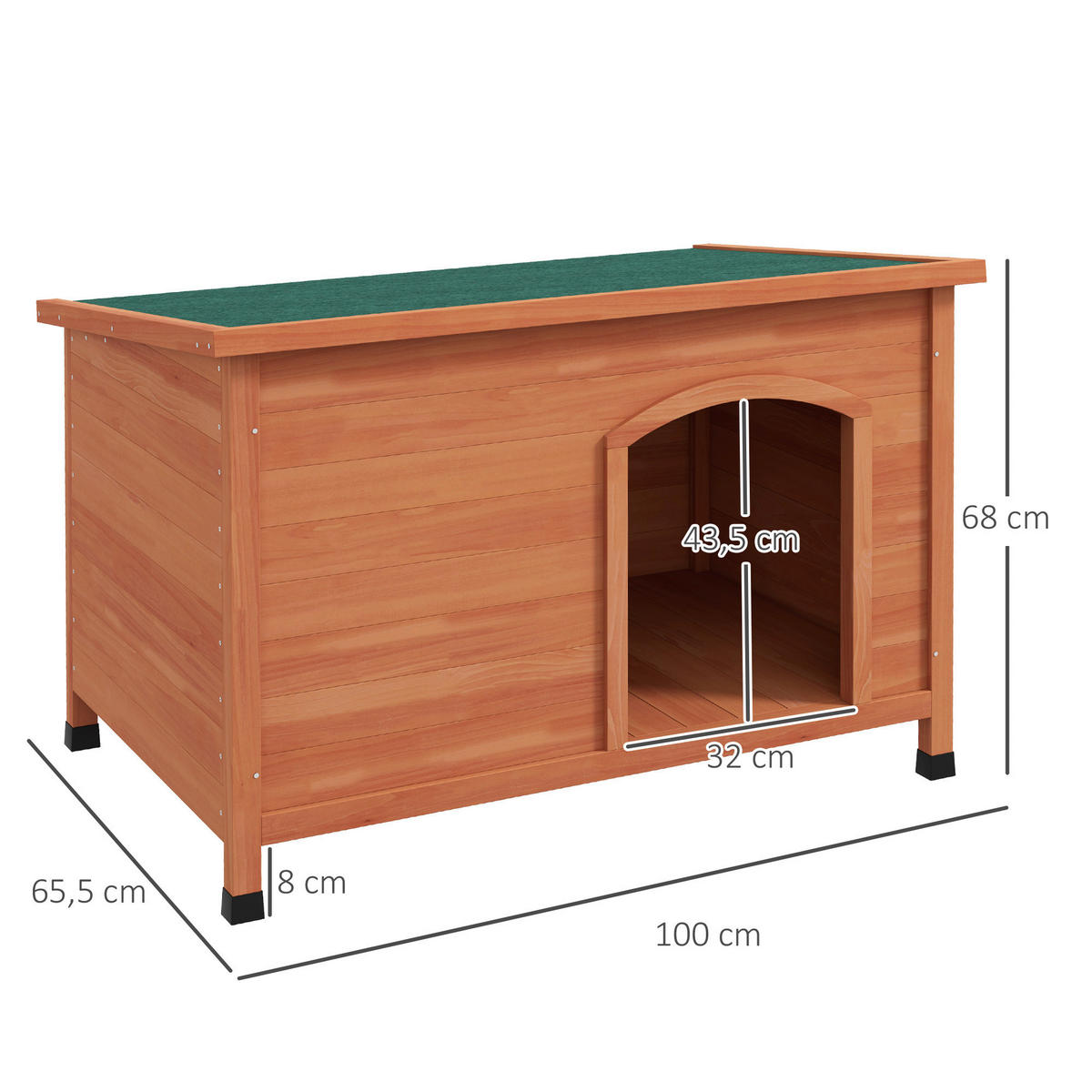 PawHut Hundehütte orange Holz B/H/L: ca. 65,5x68x100 cm Hundehütte - orange (100,00/65,50/68,00cm) - PawHut
