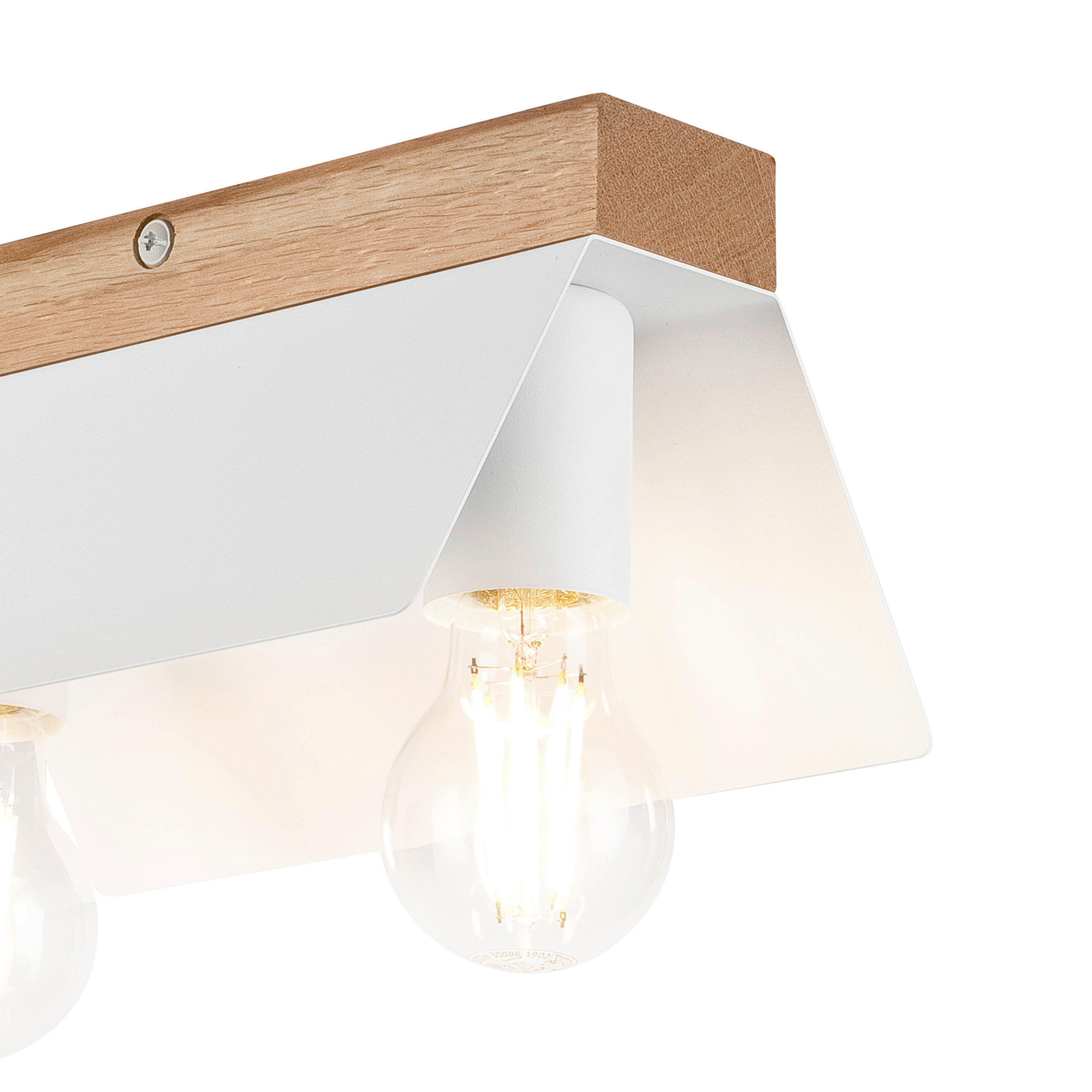 Thumbnail - Lamkur Deckenleuchte weiß Eiche Stahl Glas B/H/L: ca. 12x11,5x24 cm E27 2 Brennstellen