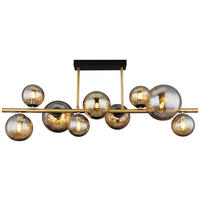 GLOBO Deckenleuchte 56135-9D amber schwarz messing Glas Metall B/H/L: ca. 30x38x87 cm G9 9 Brennstellen RIHA - messing/schwarz (87,00/30,00/38,00cm) - GLOBO