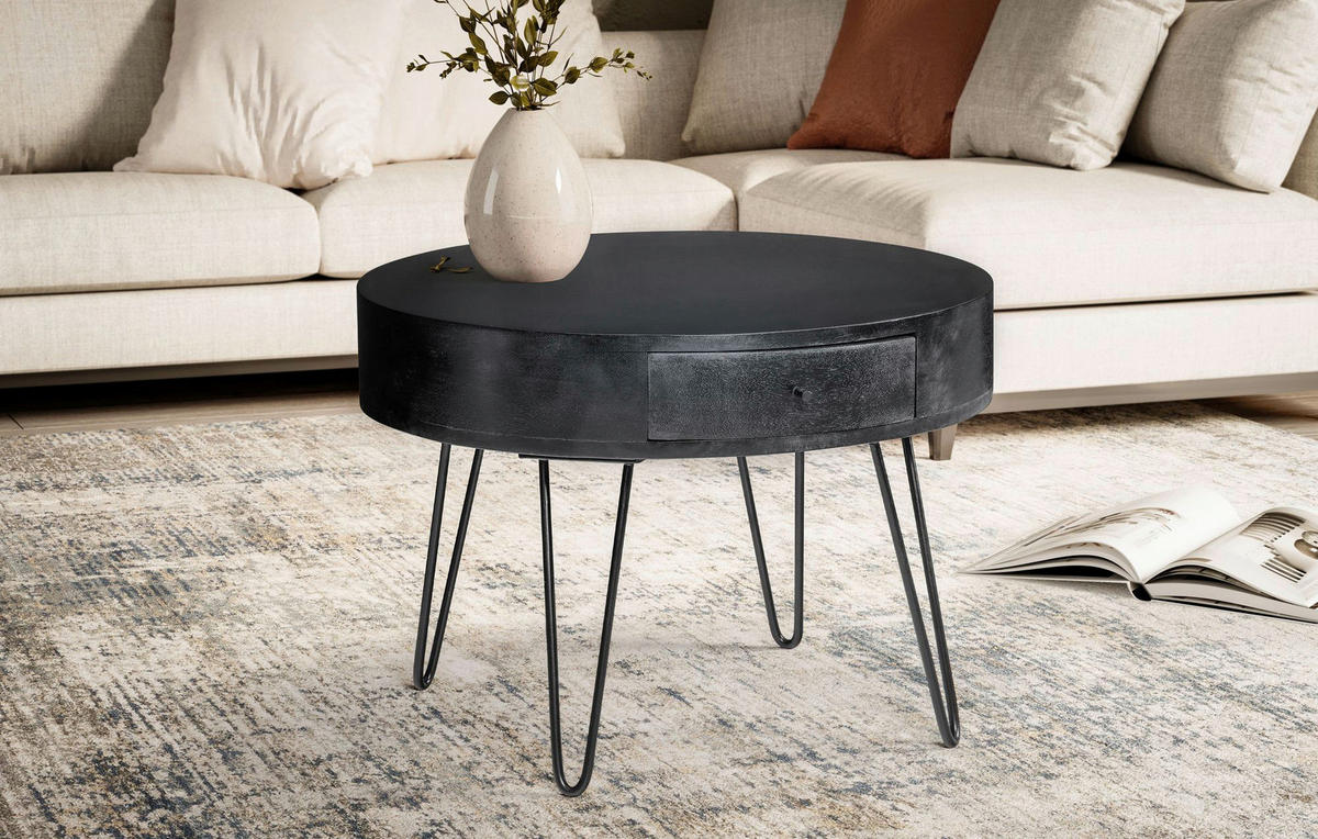Couchtisch schwarz B/H/T: ca. 60x43x60 cm Couchtisch - schwarz (60,00/43,00/60,00cm) - Wohnling