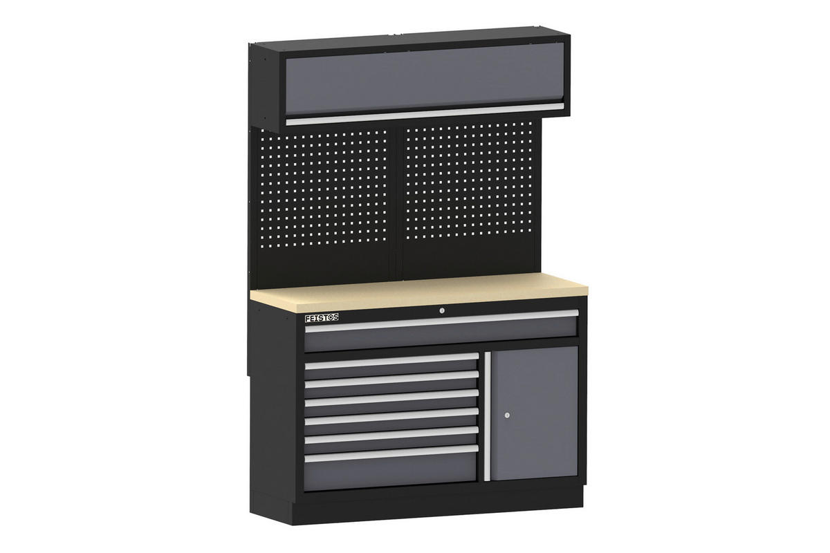 Werkstatteinrichtung Apollo schwarz B/H/L: ca. 136x200x46 cm Apollo - schwarz/anthrazit (46,00/136,00/200,00cm) - Feistos