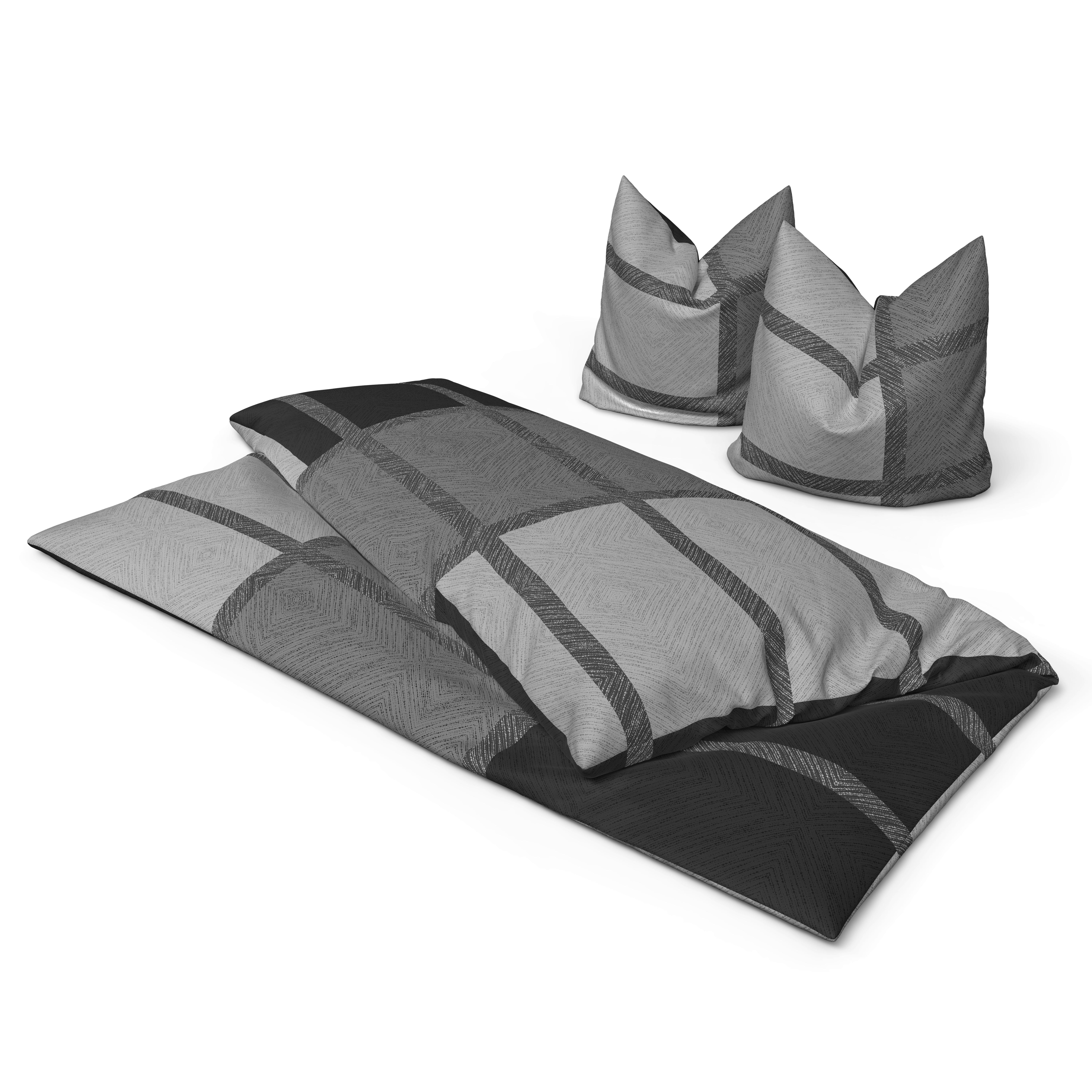 Baumwoll Bettwäsche Renforce Bettwäsche_Renforce_Benno 200x200 - schwarz/grau (200,00/200,00cm) - beau rêve