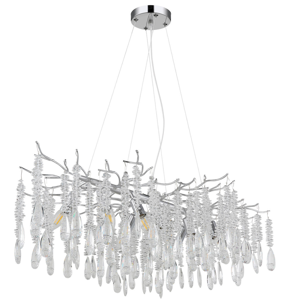 GLOBO Luster gold klar amber Glas Metall B/H/L: ca. 60x120x100 cm E14 10 Brennstellen Gloria - gold/klar (100,00/60,00/120,00cm) - GLOBO