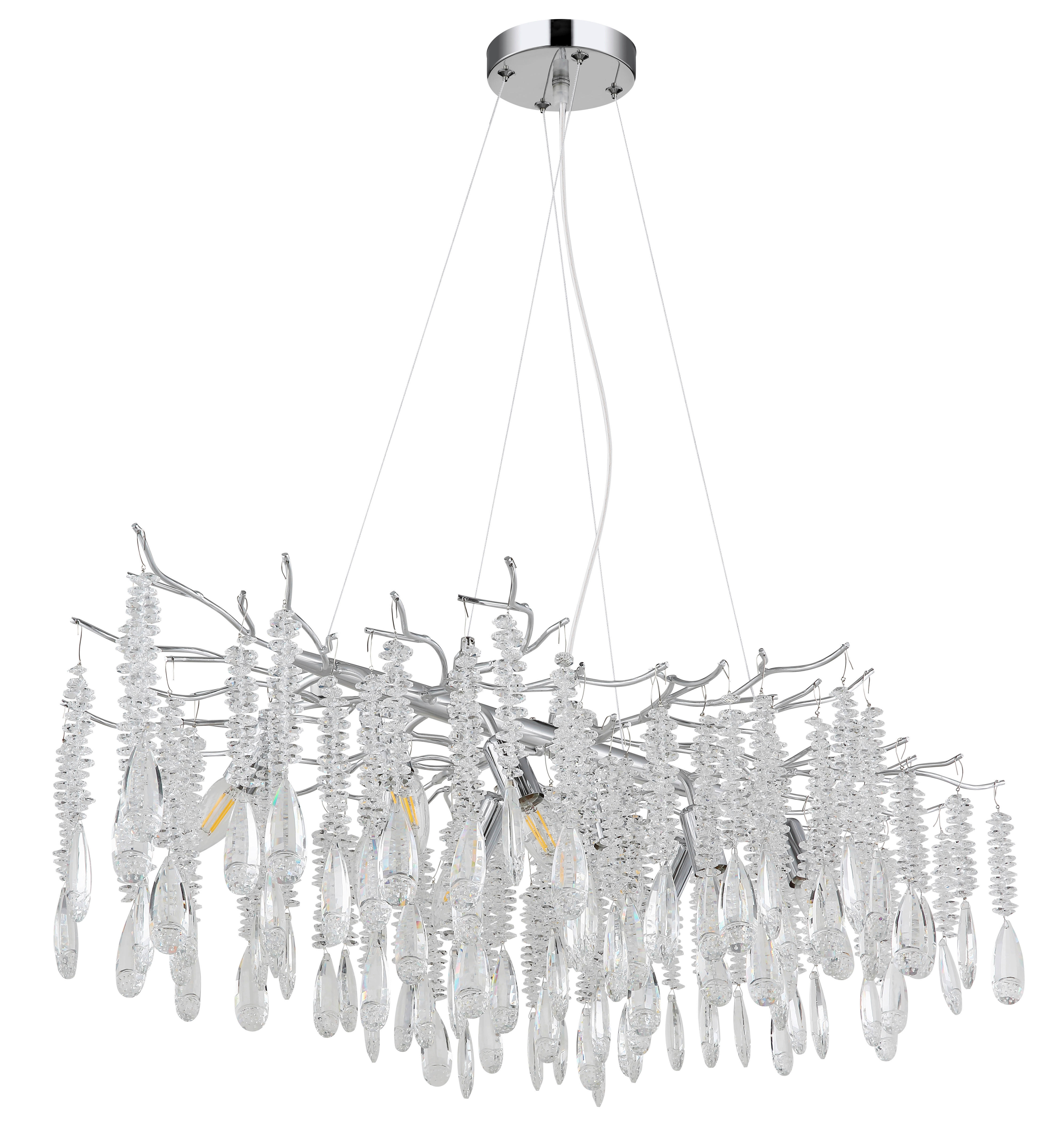 Thumbnail - GLOBO Luster gold klar amber Glas Metall B/H/L: ca. 60x120x100 cm E14 10 Brennstellen