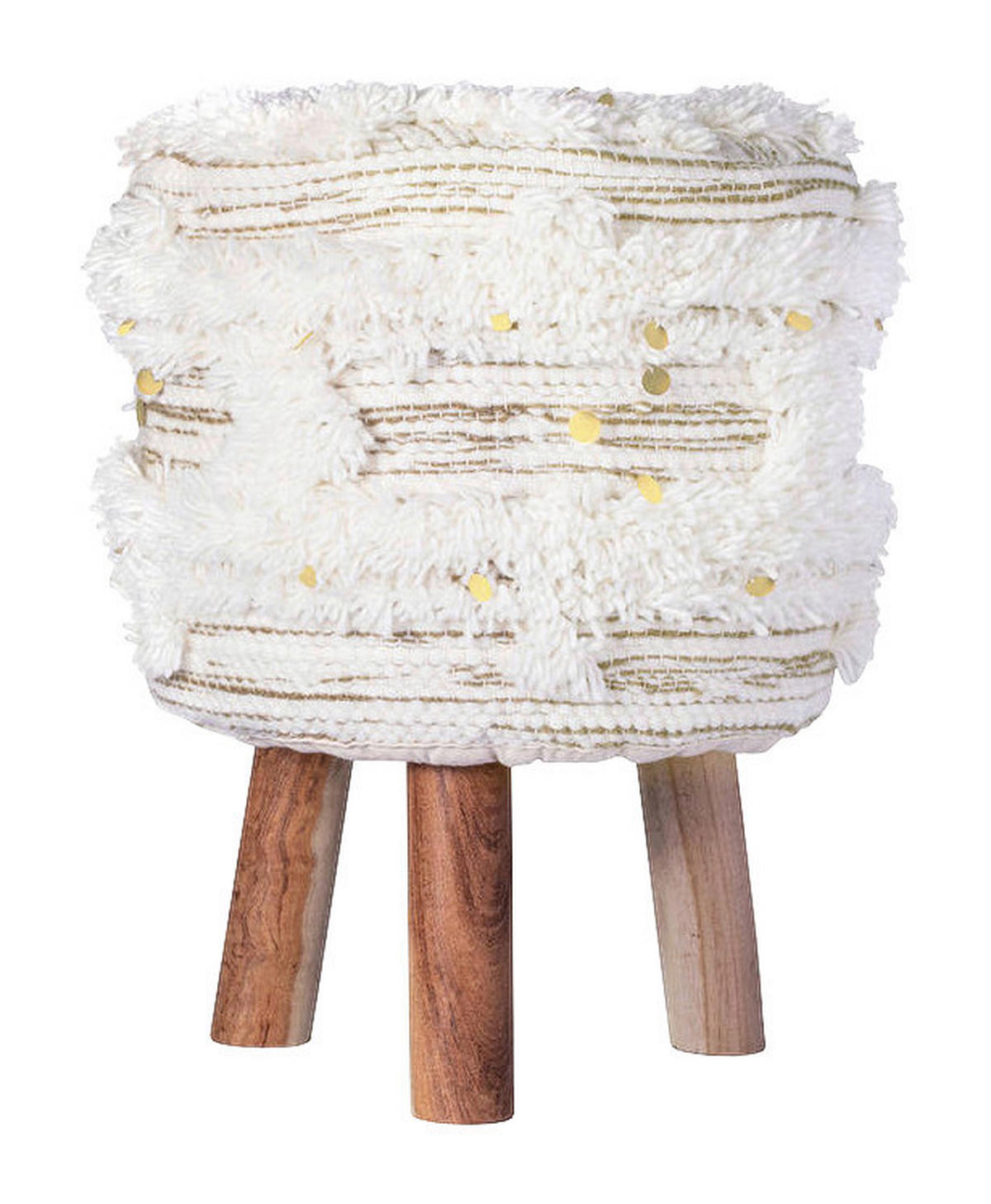 360 Living Hocker Bohist 400 creme khaki Baumwolle Baumwolle Holz H/D: ca. 50x38 cm Bohist 400 - creme/khaki (38,00/50,00cm) - 360 Living