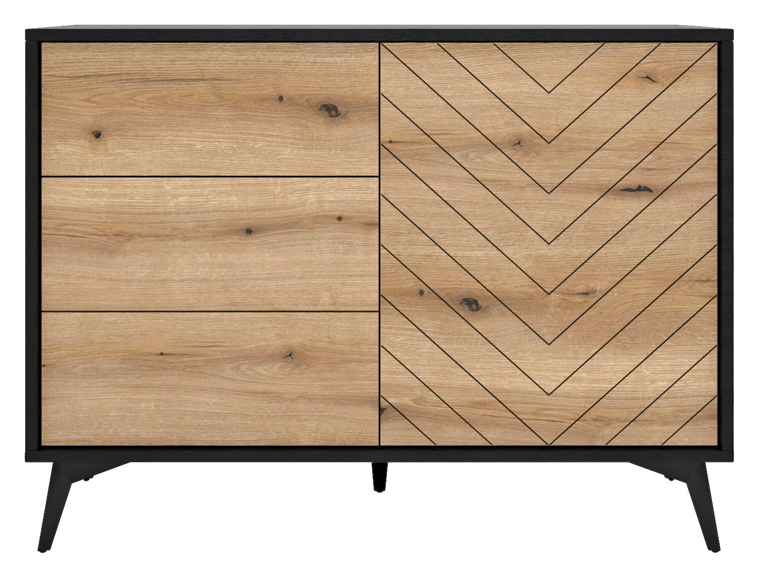 Thumbnail - Kommode KOMMODE PEARL PE03 schwarz Eiche Evoke Coast Nachbildung B/H/T: ca. 104x77x39 cm