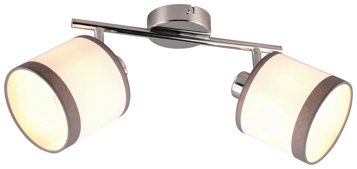 Reality Spotbalken R81552006 Davos weiß Chrom Stoff Metall B/H/T/D: ca. 35x23x16x12 cm E14 2 Brennstellen Davos - weiß/Chrom (35,00/23,00/16,00cm) - Reality