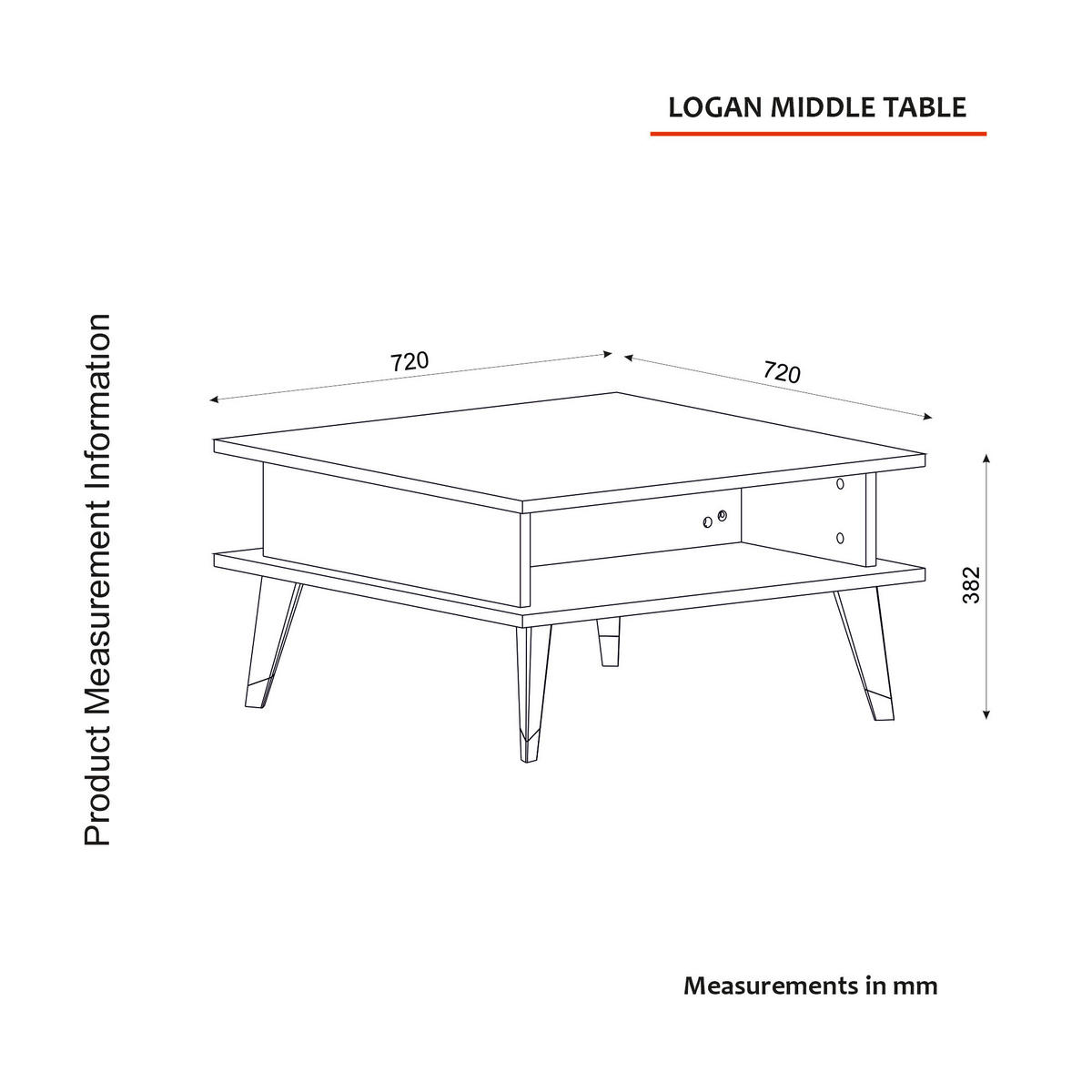 Couchtisch Logan walnuss Nachbildung grau B/H/T: ca. 72x38x72 cm Logan - walnuss/grau (72,00/38,00/72,00cm) - moebel17