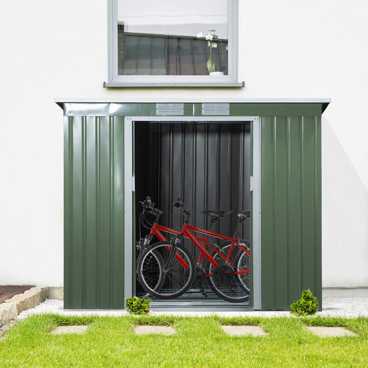 Outsunny Gerätehaus grün B/H/L: ca. 130x173x213 cm Gerätehaus - grün (213,00/130,00/173,00cm) - Outsunny