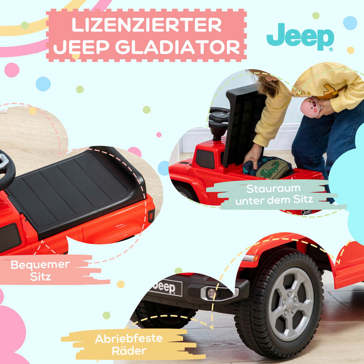 AIYAPLAY Kinder-Rutschauto rot B/H/L: ca. 29x42x63,5 cm Rutschauto - rot (63,50/29,00/42,00cm) - AIYAPLAY