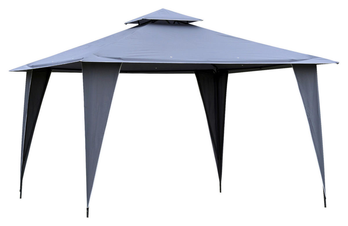 Outsunny Pavillon grau Metall B/H/L: ca. 345x268x345 cm Pavillon - grau (345,00/345,00/268,00cm) - Outsunny