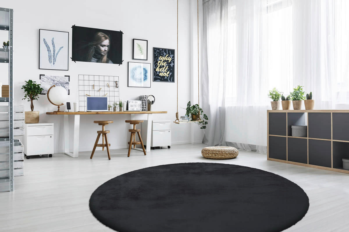 360Living Teppich Rabbit anthrazit D: ca. 160 cm Rabbit - anthrazit (160,00cm) - 360Living