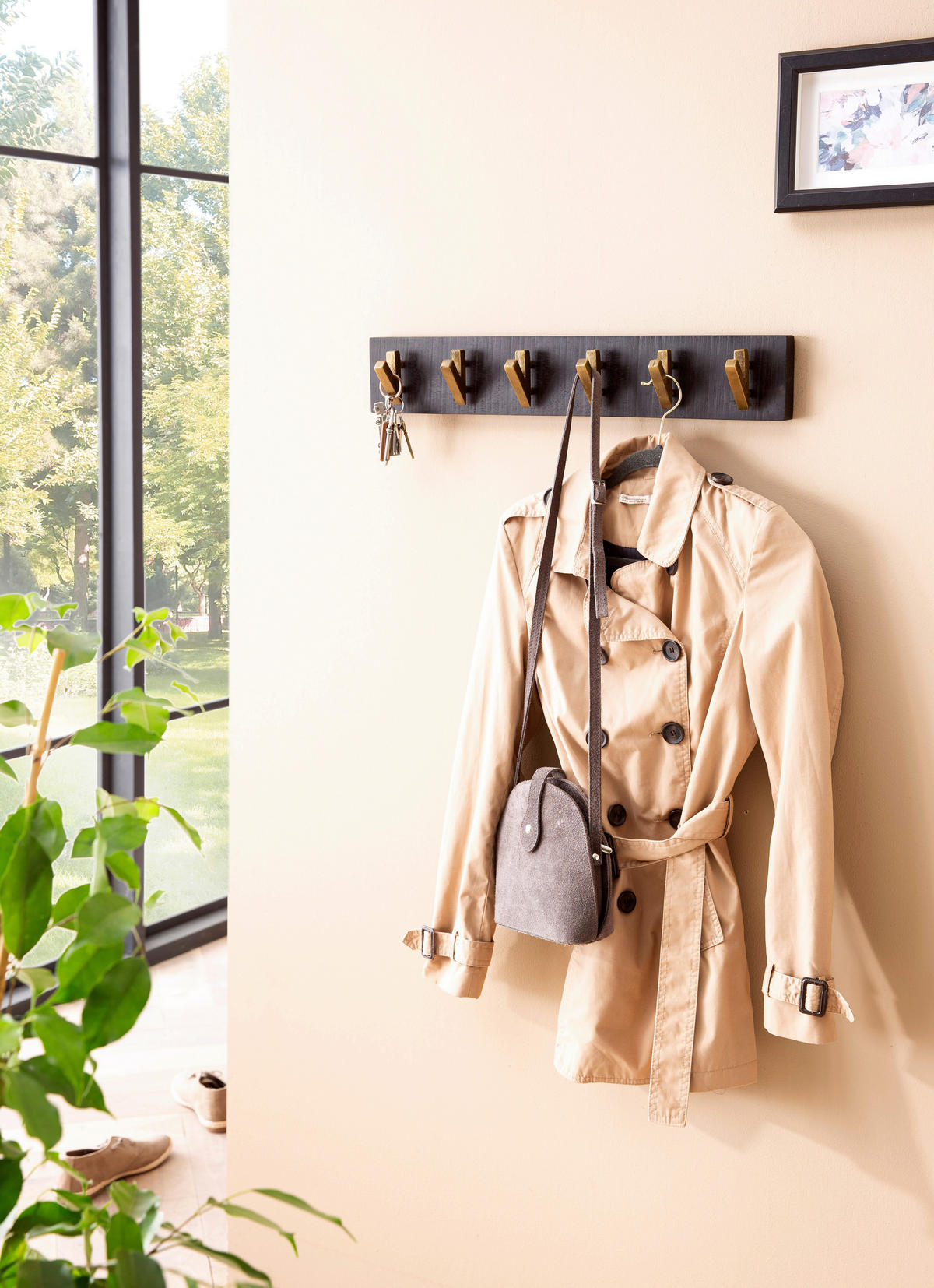 Wandgarderobe schwarz B/H/T: ca. 60x10x8 cm Wandgarderobe - schwarz (60,00/10,00/8,00cm) - Wohnling