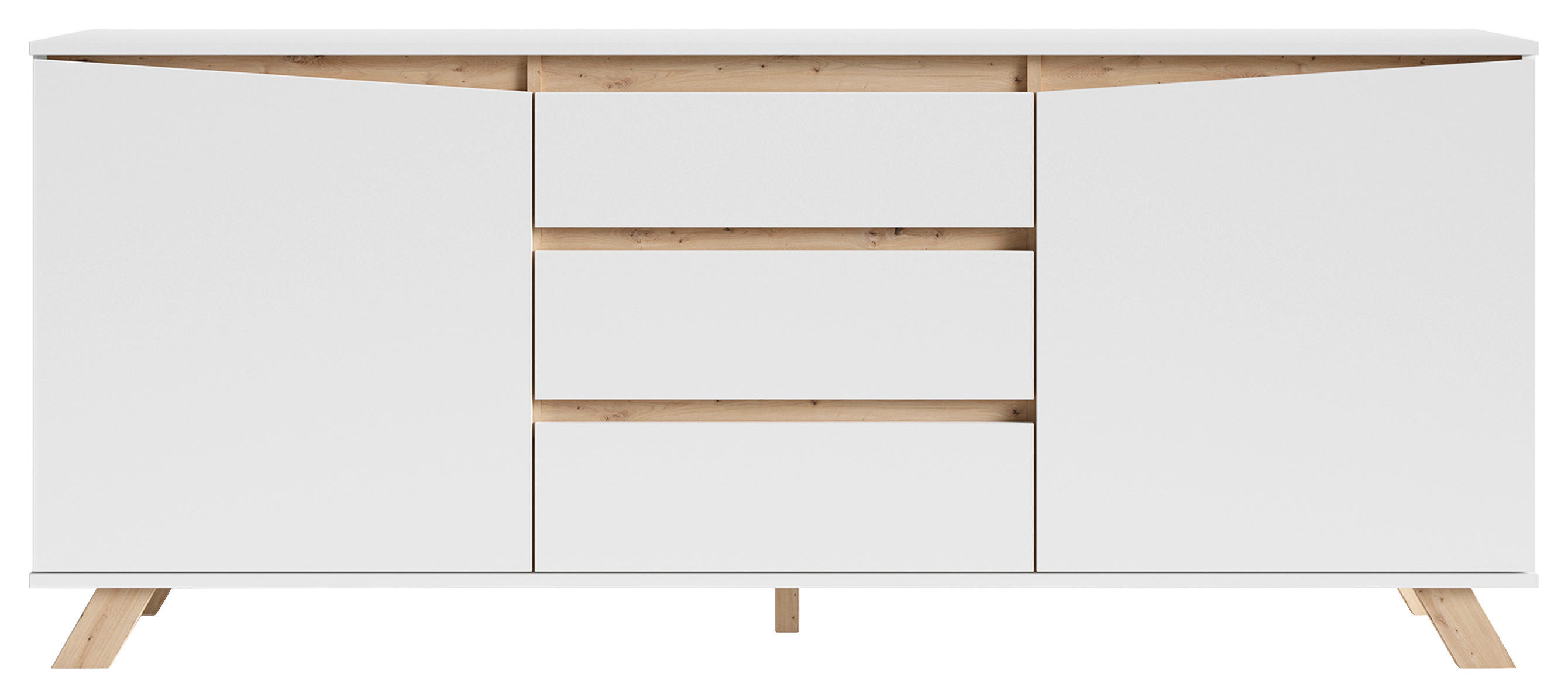 Sideboard VALENTIN weiß Eiche Nachbildung B/H/T: ca. 180x80x38 cm VALENTIN - Eiche/weiß (180,00/80,00/38,00cm) - byLIVING