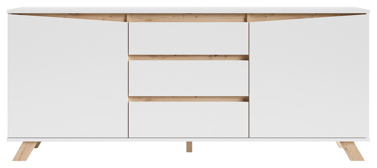Sideboard VALENTIN weiß Eiche Nachbildung B/H/T: ca. 180x80x38 cm VALENTIN - Eiche/weiß (180,00/80,00/38,00cm) - byLIVING