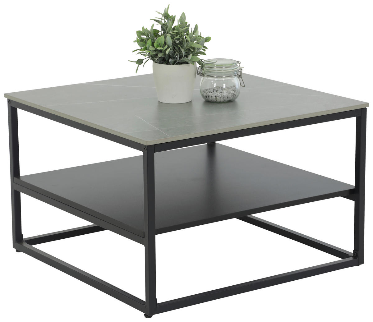 Couchtisch Hugo steingrau Marmor Optik B/H/T: ca. 70x40x70 cm Hugo - schwarz/steingrau (70,00/40,00/70,00cm)