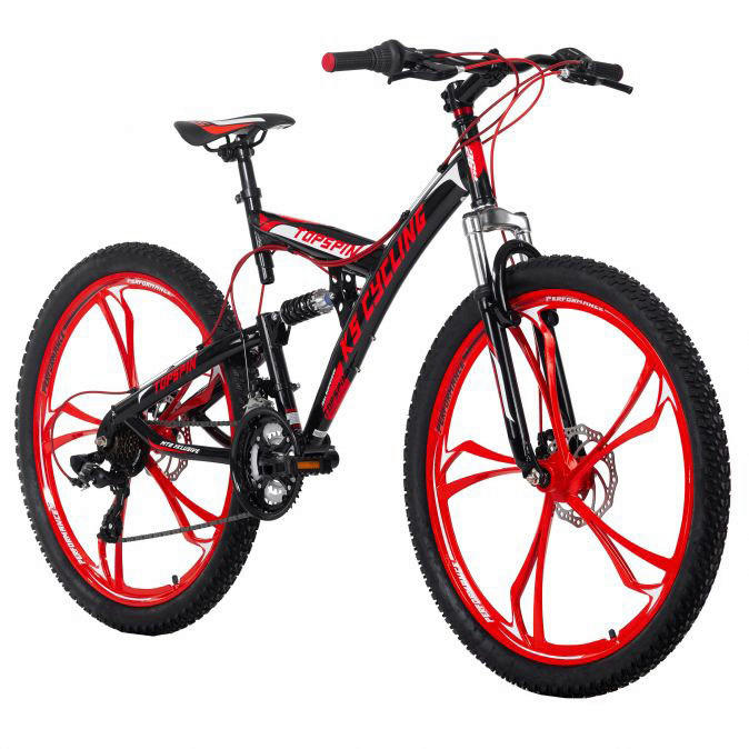 KS-Cycling Mountainbike Topspin Fully Topspin 26 Zoll Rahmenhöhe 51 cm 21 Gänge rot rot ca. 26 Zoll Topspin - rot/schwarz - KS-Cycling