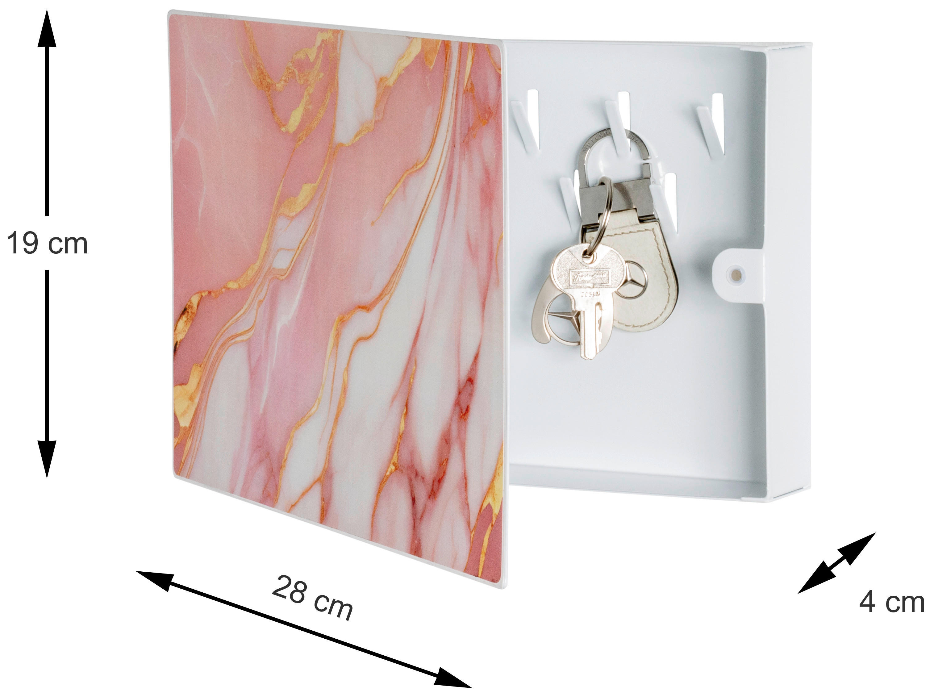 Thumbnail - Schlüsselkasten  weiß rosa B/H/T: ca. 28x19x4 cm