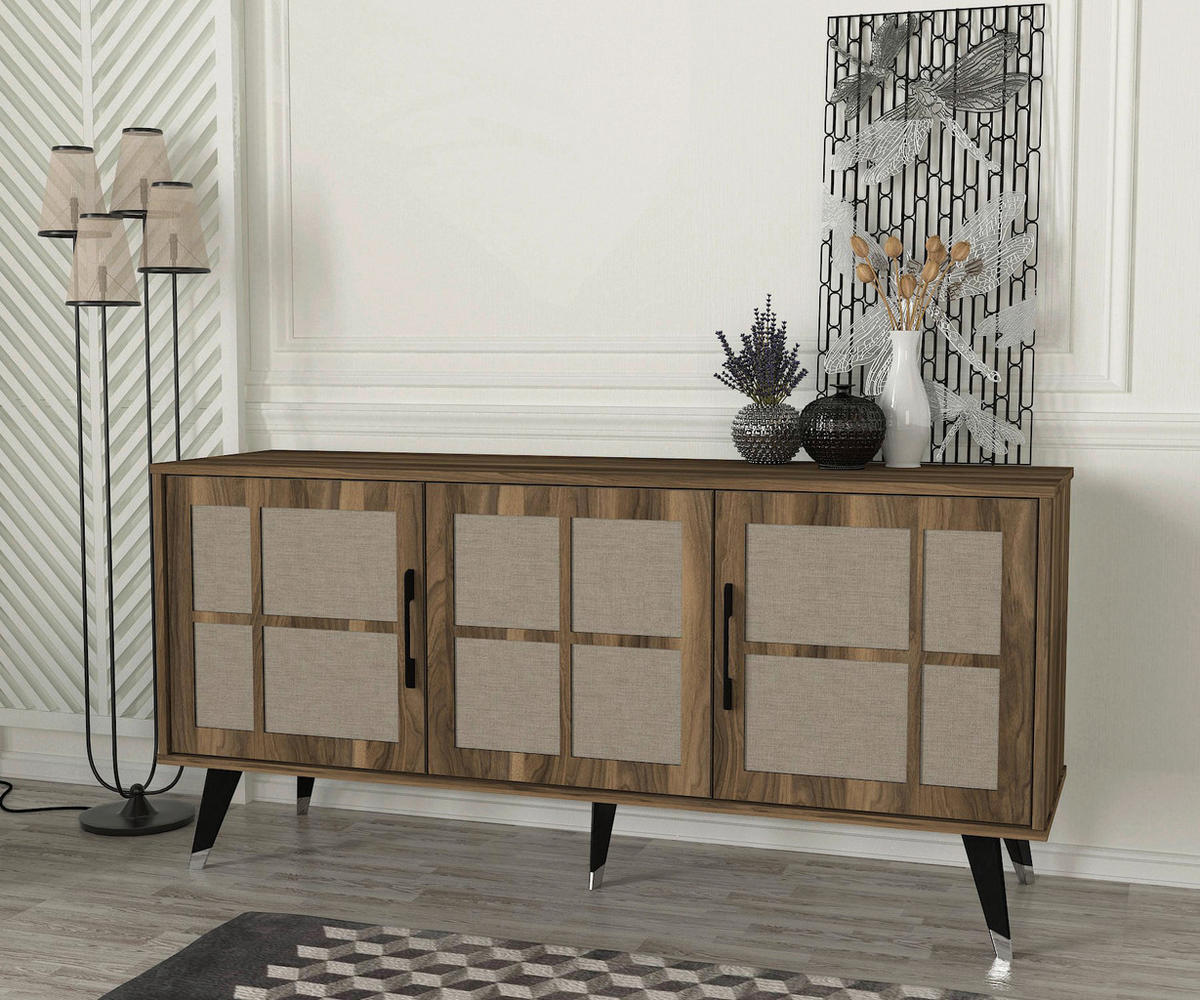 Sideboard Logan walnuss Nachbildung grau B/H/T: ca. 160x76x45 cm Logan - walnuss/grau (160,00/76,00/45,00cm) - moebel17