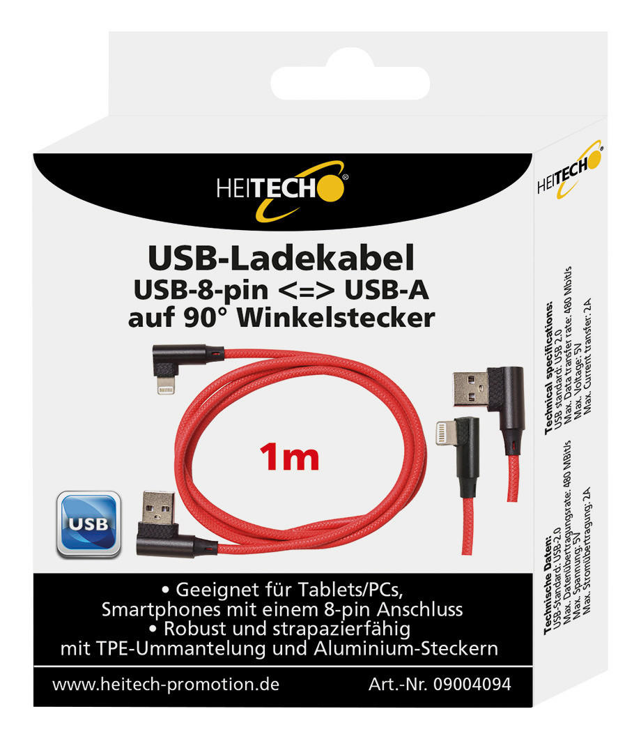 Heitech Ladekabel 09004094 rot USB-Ladekabel_Heitech - rot (100,00cm) - Heitech