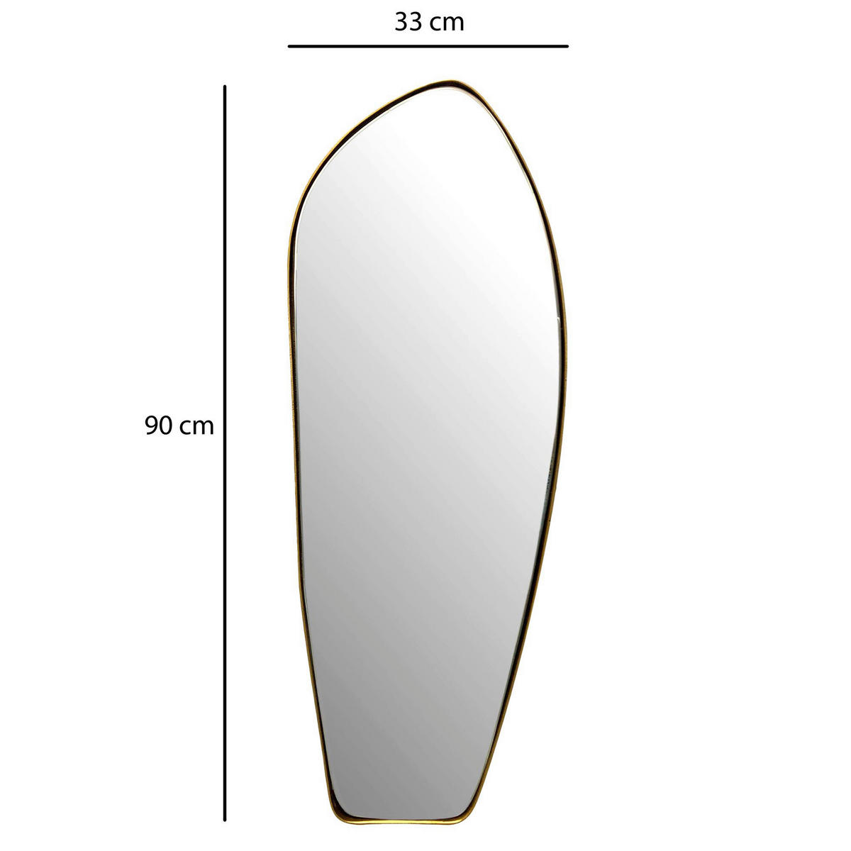 Wandspiegel gold Metall B/H/T: ca. 33x90x2,5 cm Wandspiegel - gold (33,00/90,00/2,50cm) - Wohnling