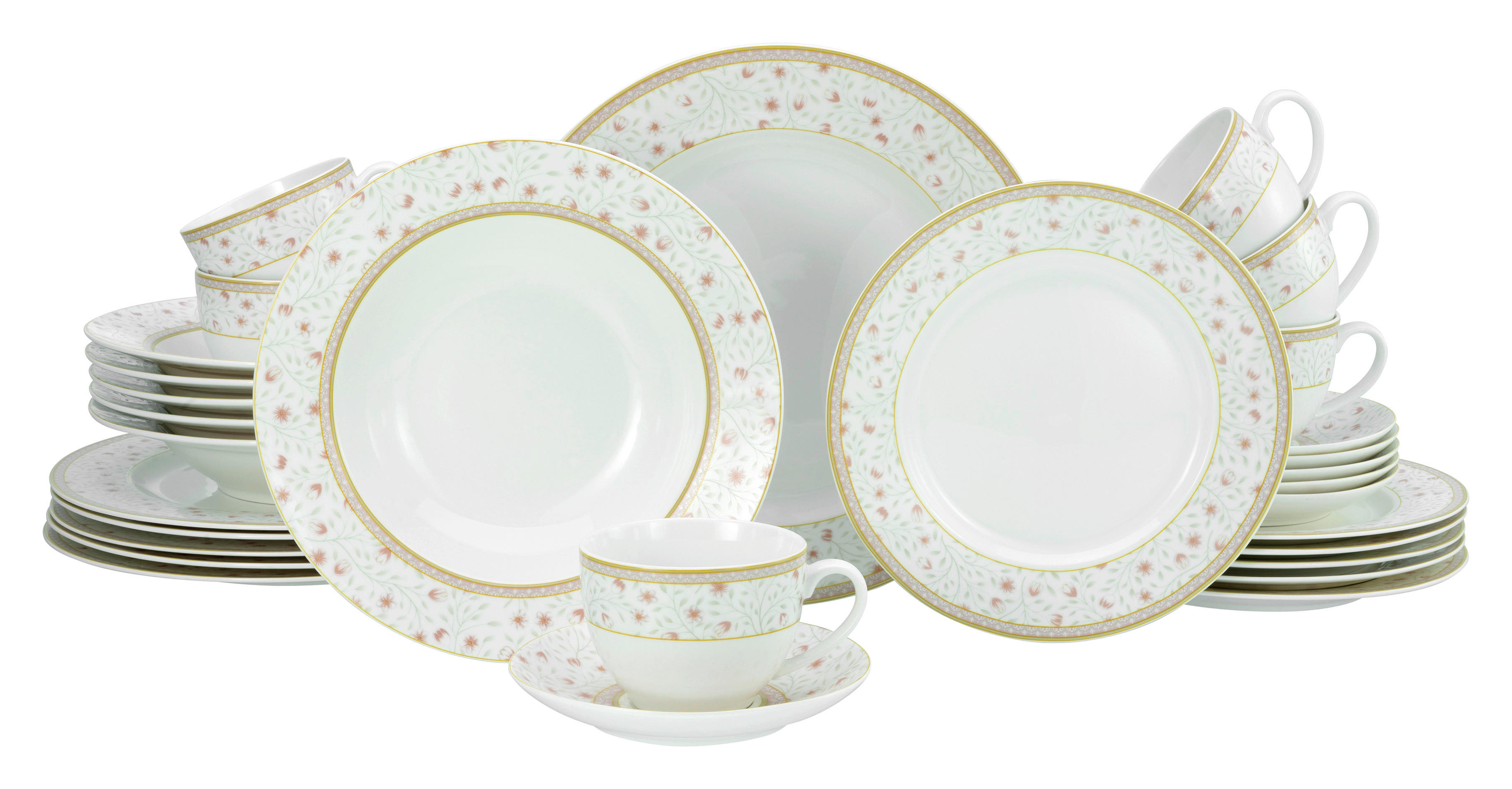 CreaTable Kombiservice Emilia weiß Porzellan 30 tlg. Emilia - weiß/creme - CreaTable