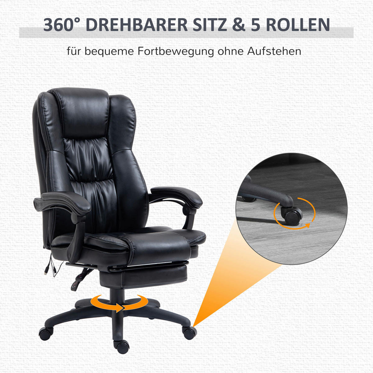 Drehstuhl 921-539V90BK schwarz 921-539V90BK - schwarz (68,50/119,00/68,50cm) - Vinsetto