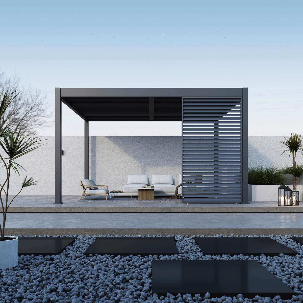 Paragon Outdoor Lamellen-Sichtschutz Grand Tuscan grau Aluminium B/H: ca. 135x234 cm Grand Tuscan - grau (135,00/234,00cm) - Paragon Outdoor