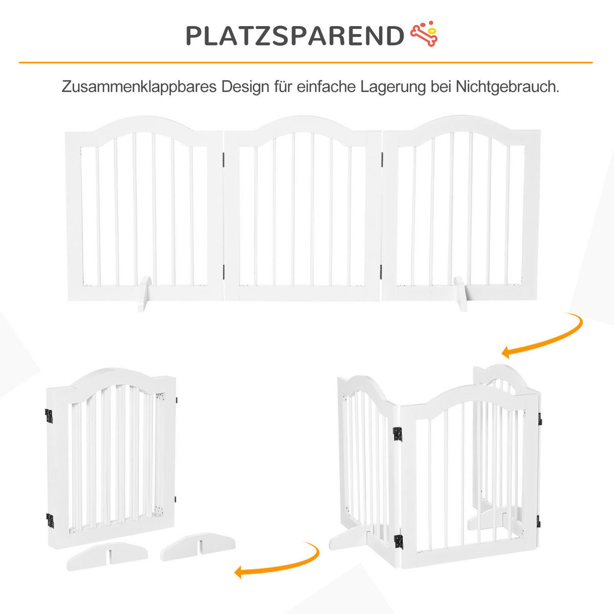 PawHut Hunde-Schutzgitter weiß Polypropylen B/H/L: ca. 29,5x154,5x61 cm Hunde-Absperrgitter - weiß (61,00/29,50/154,50cm) - PawHut