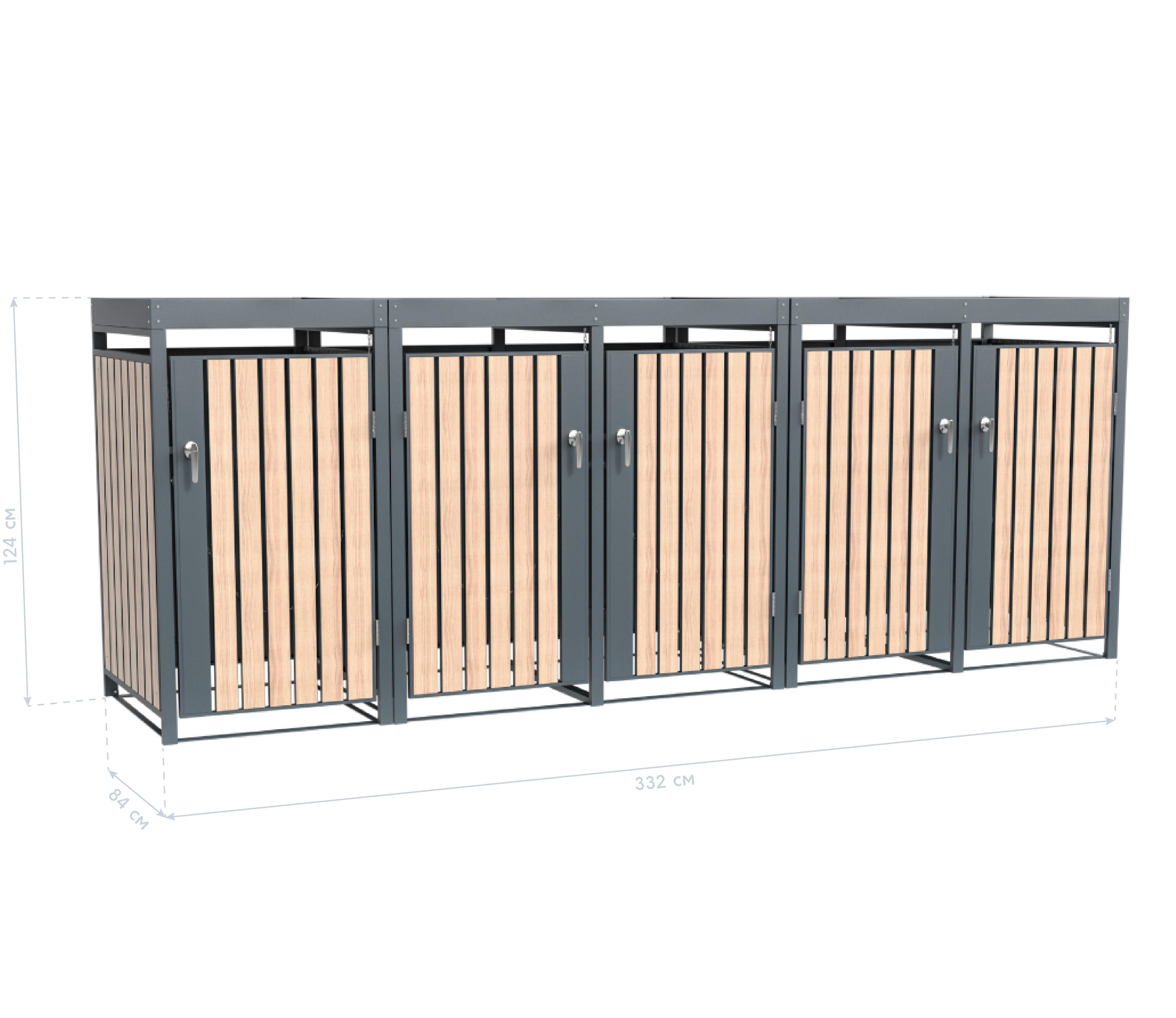 Westmann Mülltonnenbox Planta braun B/H/L: ca. 332x124x84 cm Planta - braun (84,00/332,00/124,00cm) - Westmann