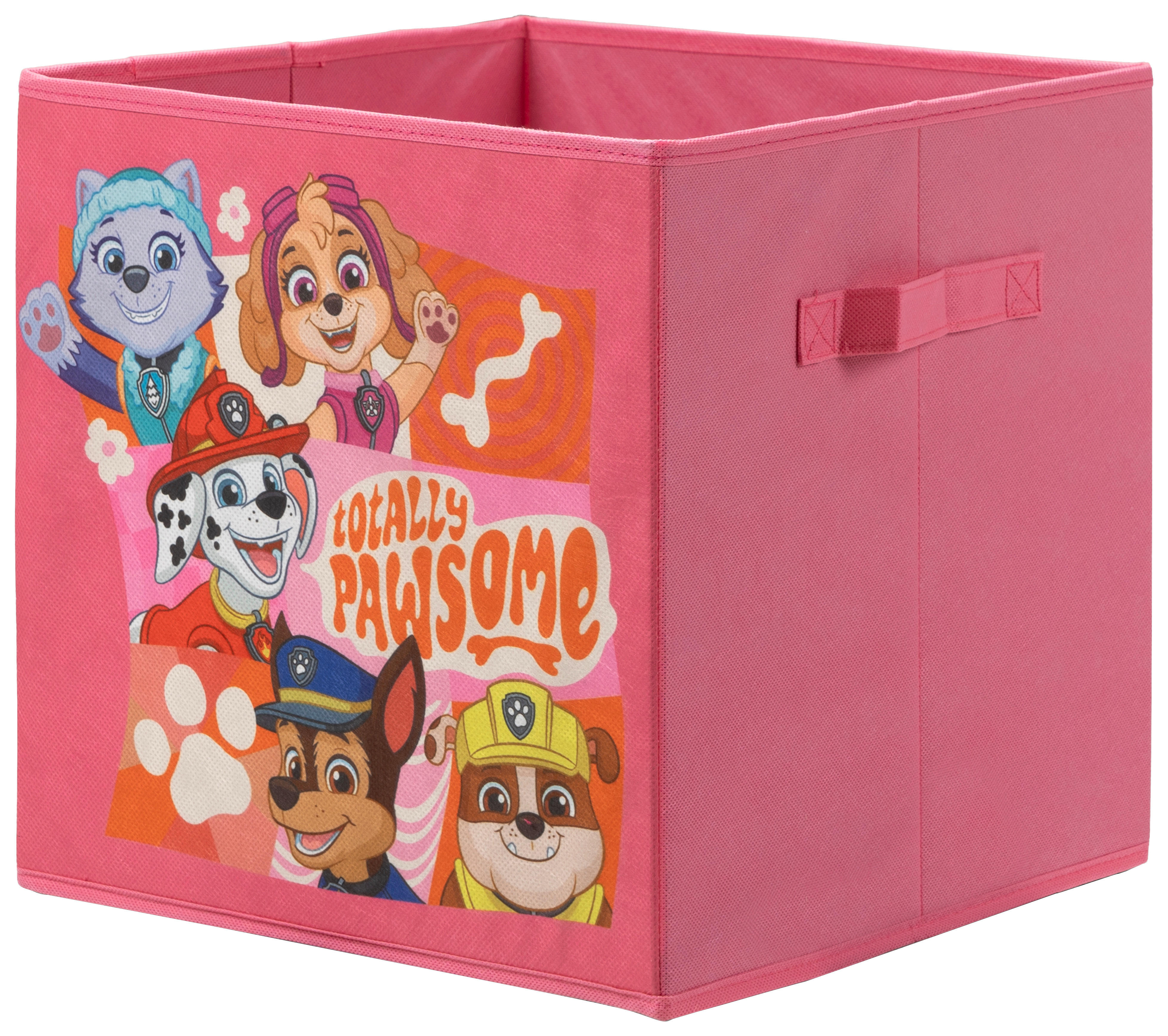 Stoffbox Totally Pawsome pink B/H/T: ca. 32x32x32 cm