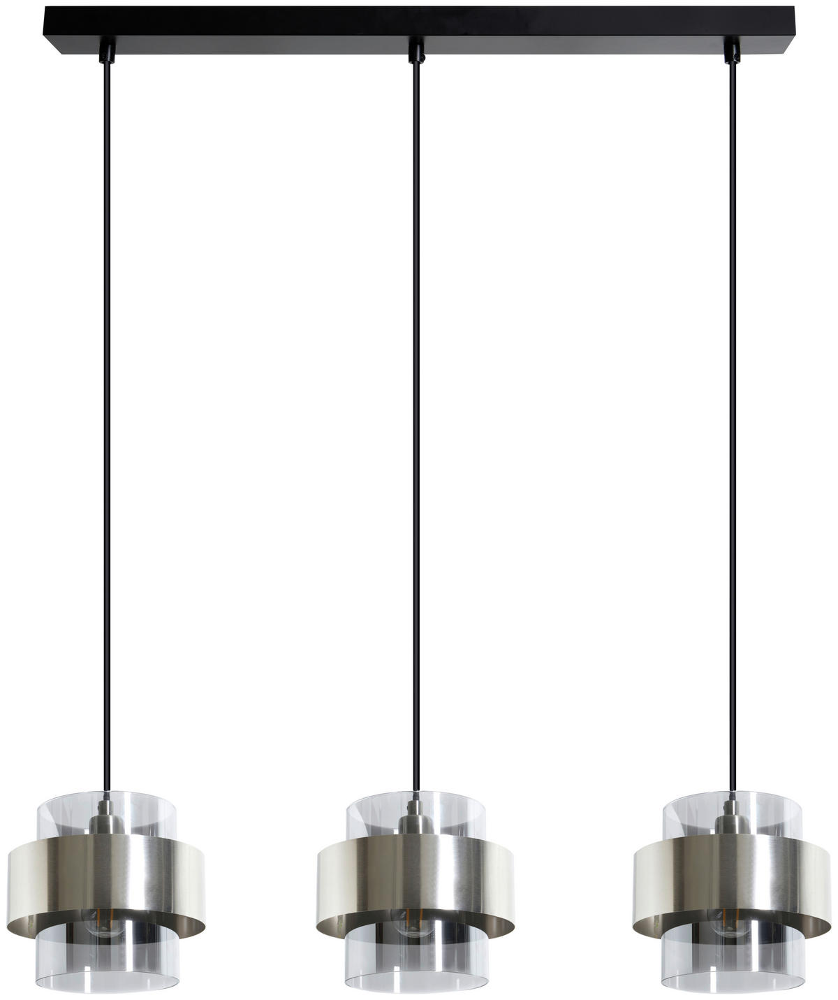 Pendelleuchte schwarz Metall Glas B/L: ca. 73x120 cm Pendelleuchte_Fiora - schwarz (73,00/120,00cm)