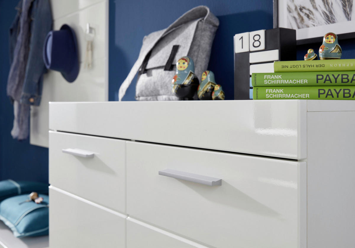 Schuhschrank Amanda weiß Hochglanz weiß B/H/T: ca. 91x97x38 cm Amanda - weiß (91,00/97,00/38,00cm) - Trendteam