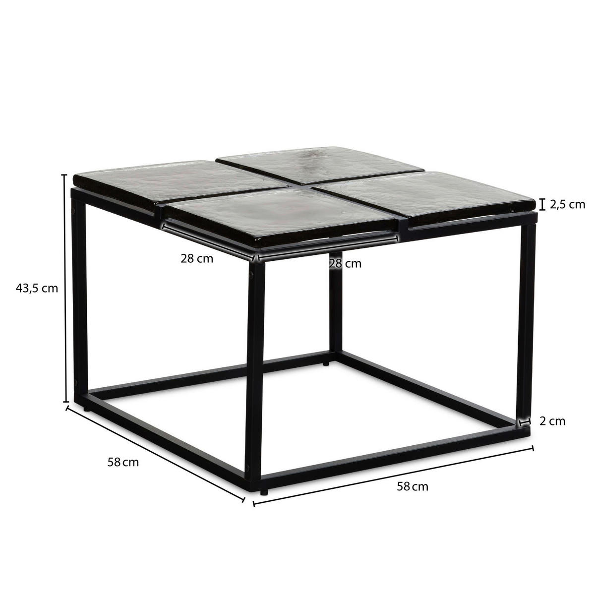 Couchtisch klar schwarz B/H/T: ca. 58x43,5x58 cm Couchtisch - klar/schwarz (58,00/43,50/58,00cm) - Wohnling